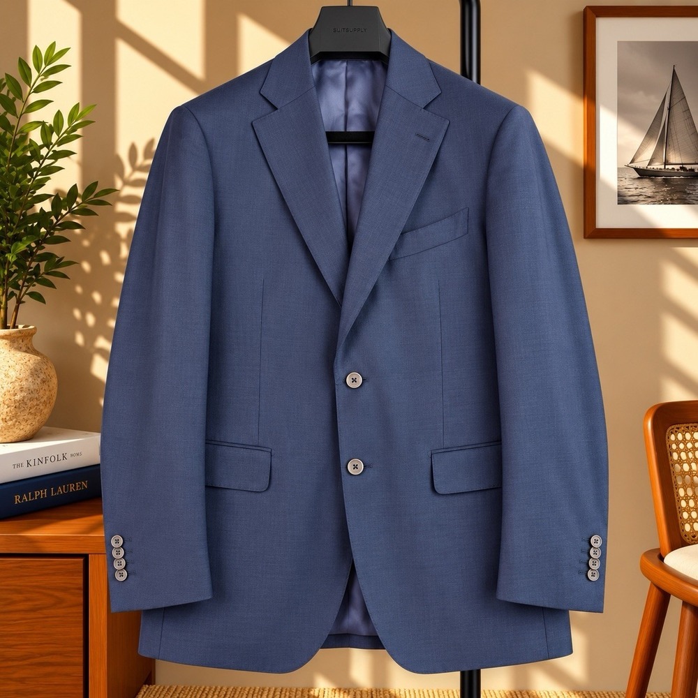 Suitsupply Lazio Blazer Mens 48R Navy VBC Pure Wool Super 110s Single Breasted